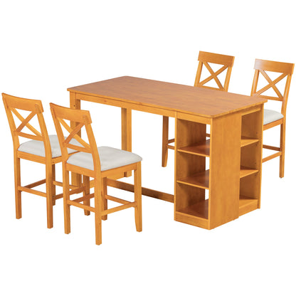 Farmhouse Counter Height Dining Set for 4 | 5 Piece Dining Set with Storage - 1st Choice Furniture Direct
