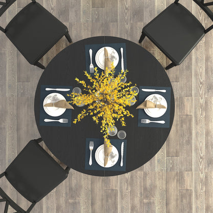Farmhouse Kitchen Dining Table 59x43 Inch Expandable Oval Top with Removable Leaf Black MDF - 1st Choice Furniture Direct