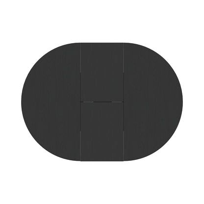 Farmhouse Kitchen Dining Table 59x43 Inch Expandable Oval Top with Removable Leaf Black MDF - 1st Choice Furniture Direct