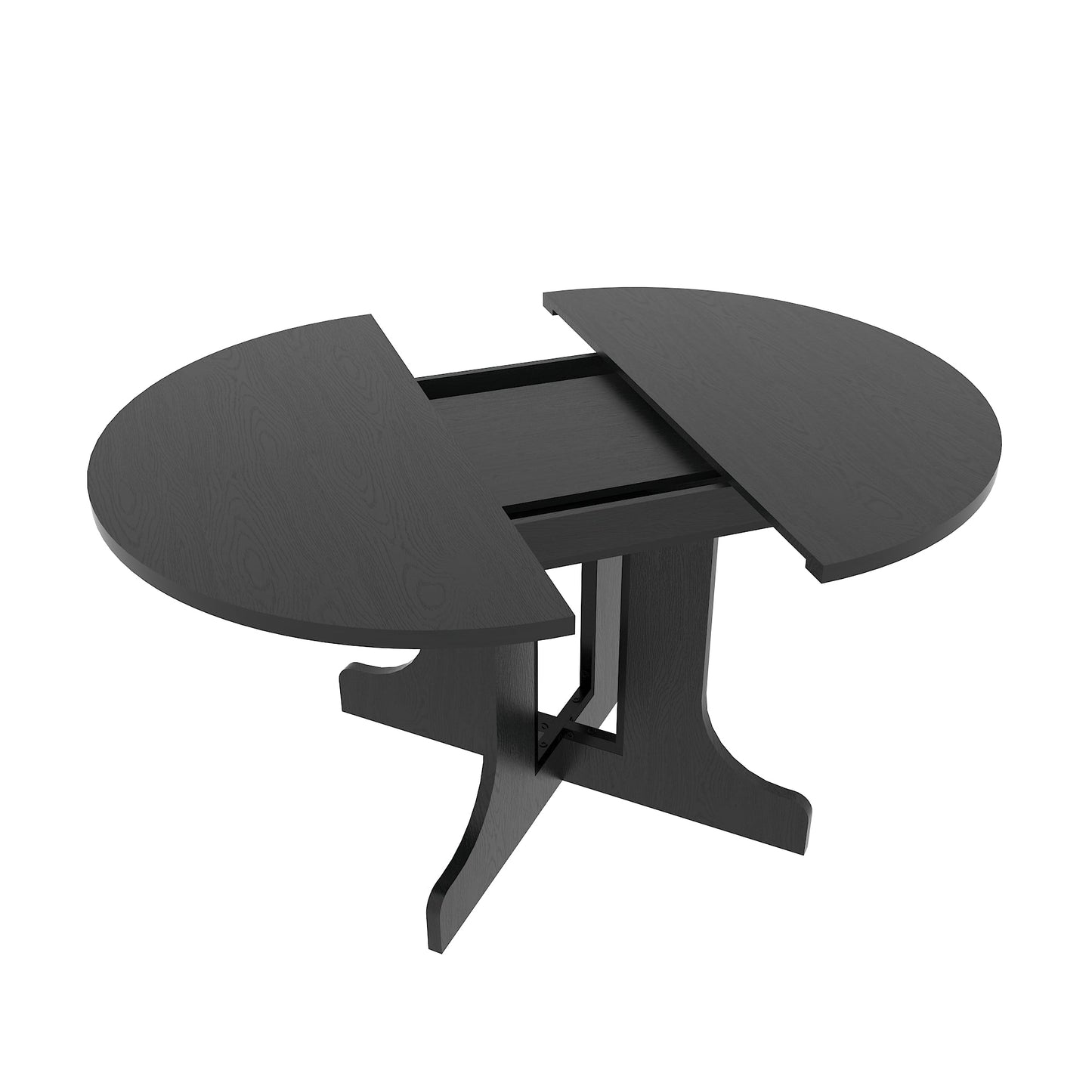 Farmhouse Kitchen Dining Table 59x43 Inch Expandable Oval Top with Removable Leaf Black MDF - 1st Choice Furniture Direct