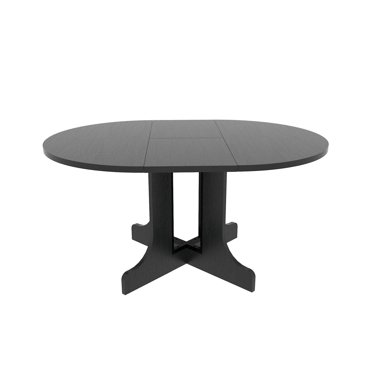 Farmhouse Kitchen Dining Table 59x43 Inch Expandable Oval Top with Removable Leaf Black MDF - 1st Choice Furniture Direct