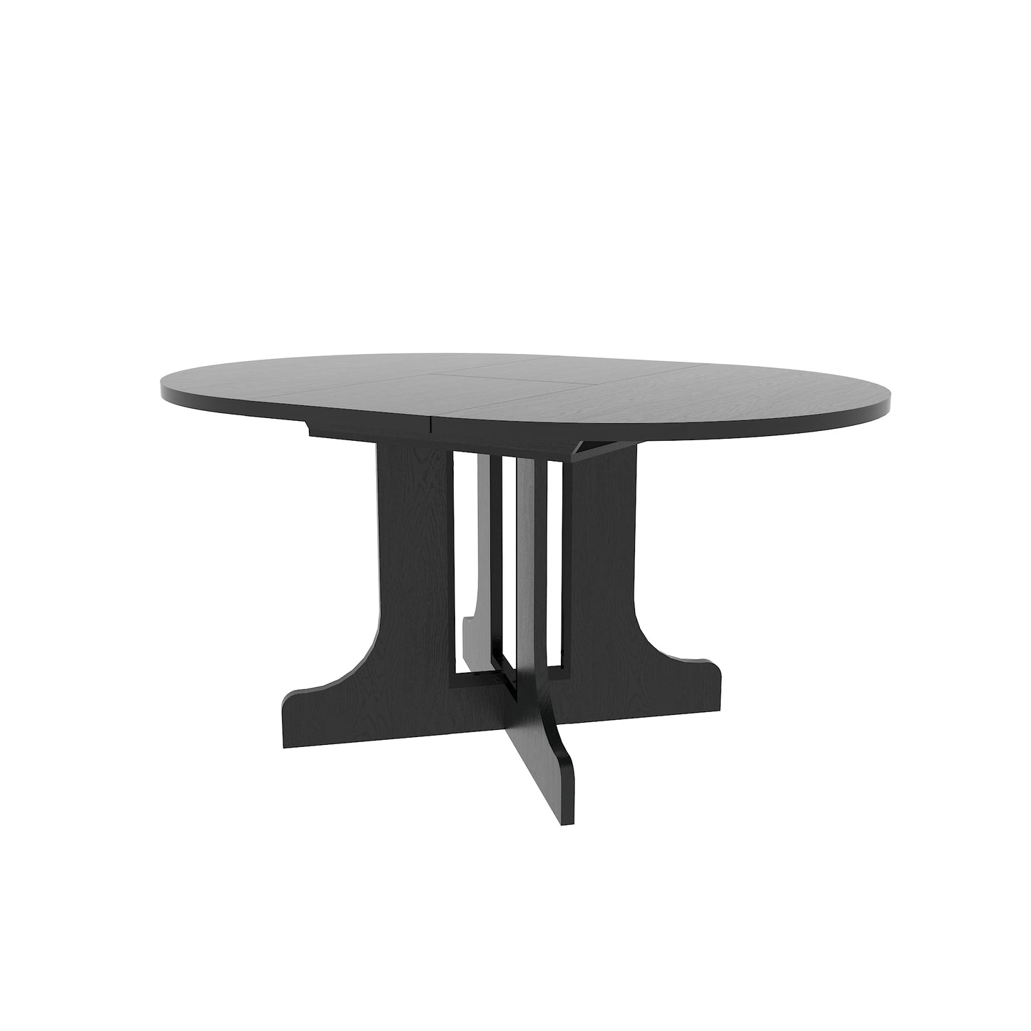 Farmhouse Kitchen Dining Table 59x43 Inch Expandable Oval Top with Removable Leaf Black MDF - 1st Choice Furniture Direct