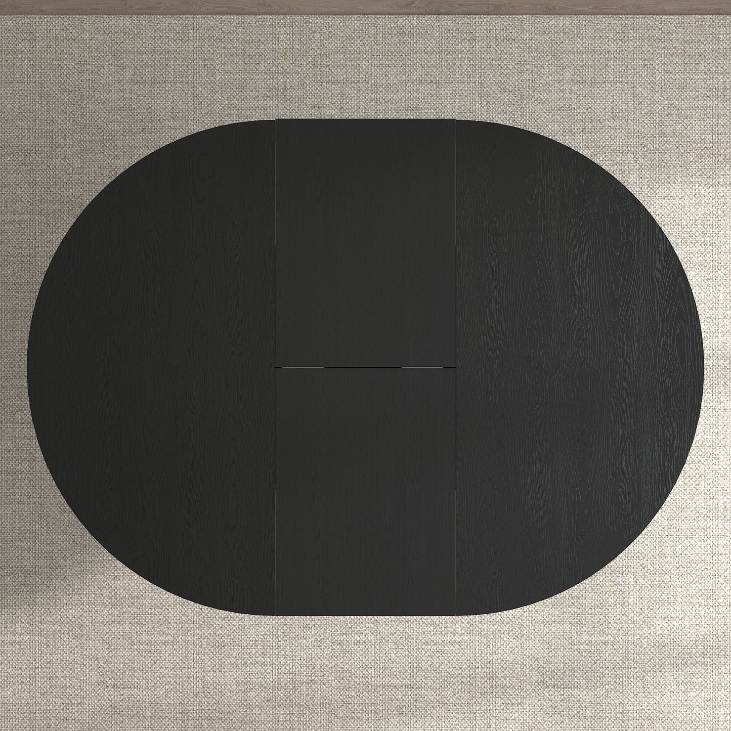 Farmhouse Kitchen Dining Table 59x43 Inch Expandable Oval Top with Removable Leaf Black MDF - 1st Choice Furniture Direct