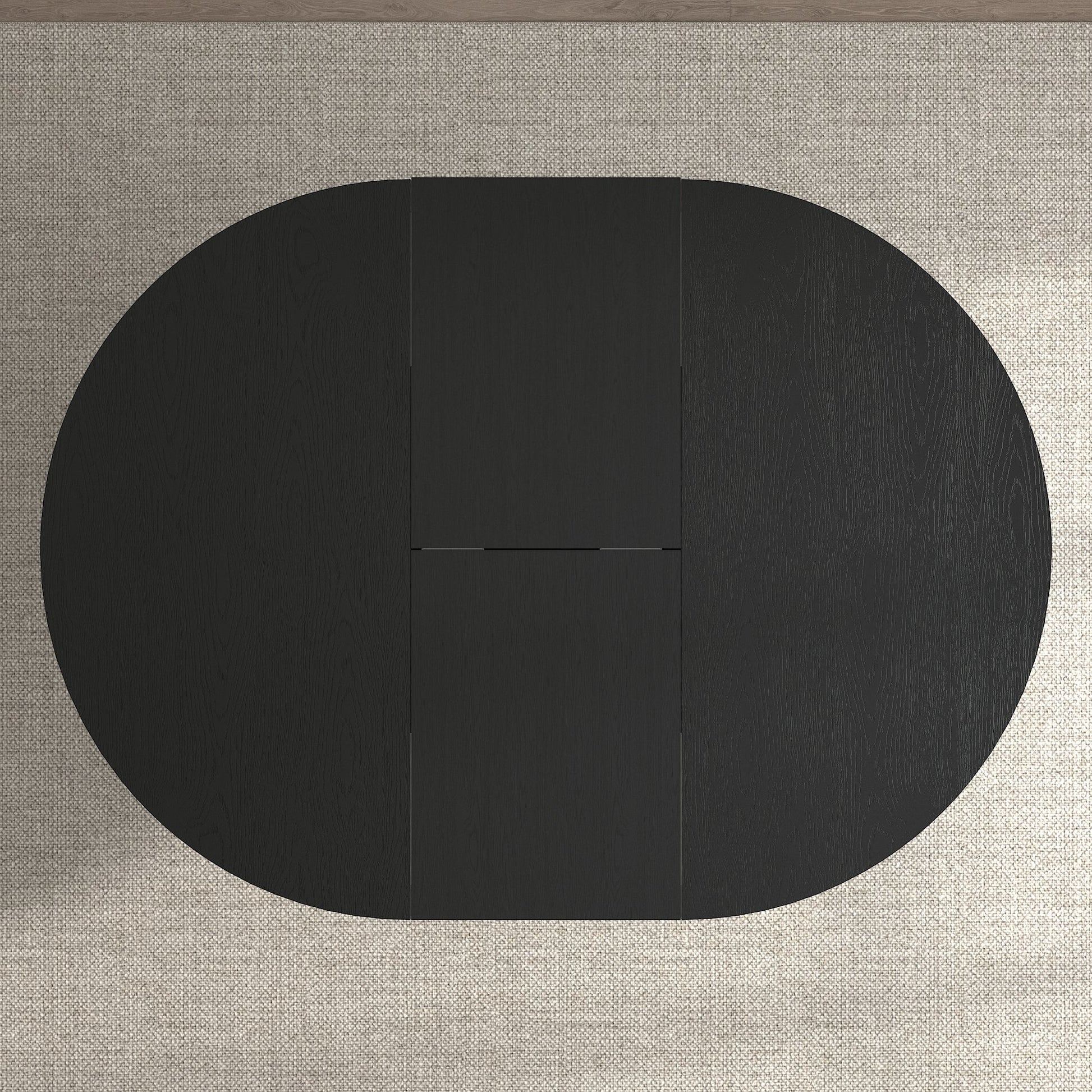 Farmhouse Kitchen Dining Table 59x43 Inch Expandable Oval Top with Removable Leaf Black MDF - 1st Choice Furniture Direct