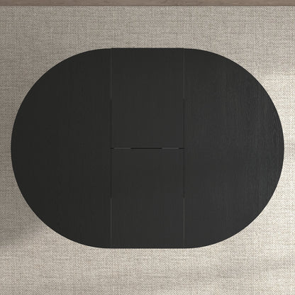 Farmhouse Kitchen Dining Table 59x43 Inch Expandable Oval Top with Removable Leaf Black MDF - 1st Choice Furniture Direct