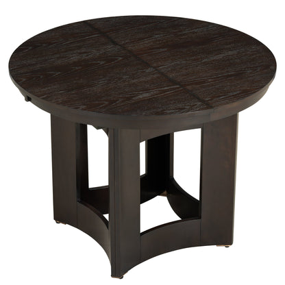 Farmhouse Round Dining Table Set for 4 – Extendable Rubber Wood Dining Set with Upholstered Chairs - 1st Choice Furniture Direct