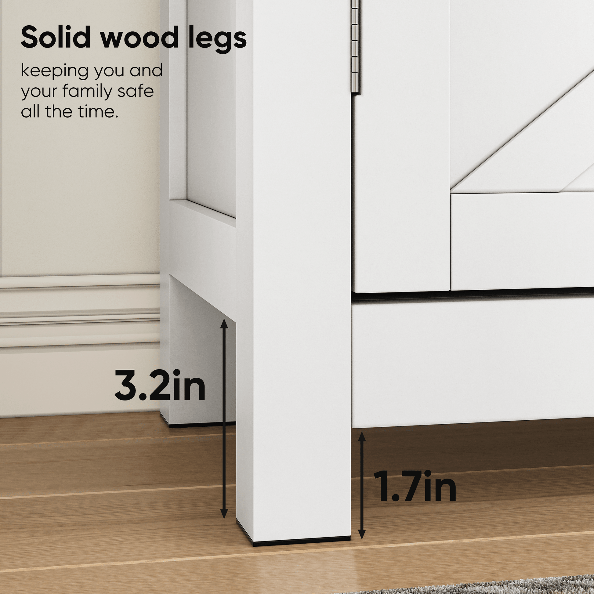 Farmhouse Storage Cabinet With Drawer And Adjustable Shelf, White Kitchen Cabinet With Walnut Countertop, Modern Coffee Bar Console Cabinet For Kitchen, Dining Room, Bathroom, Entryway - 1st Choice Furniture Direct