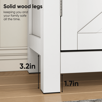 Farmhouse Storage Cabinet With Drawer And Adjustable Shelf, White Kitchen Cabinet With Walnut Countertop, Modern Coffee Bar Console Cabinet For Kitchen, Dining Room, Bathroom, Entryway - 1st Choice Furniture Direct