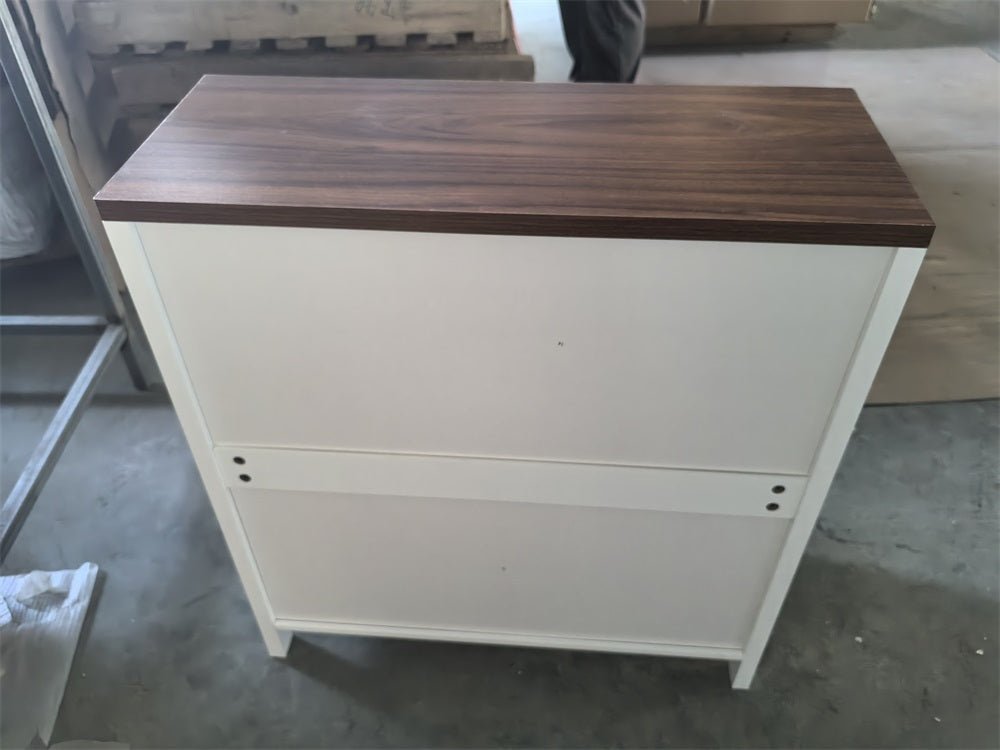 Farmhouse Storage Cabinet With Drawer And Adjustable Shelf, White Kitchen Cabinet With Walnut Countertop, Modern Coffee Bar Console Cabinet For Kitchen, Dining Room, Bathroom, Entryway - 1st Choice Furniture Direct