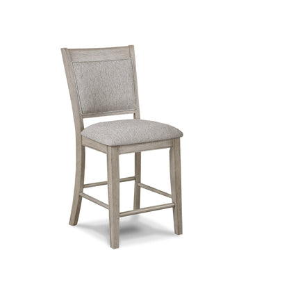 Farmhouse Style 2pc Tan / Beige Gray Finish Counter Height Chair Bar Stool Footrest Upholstered Back Seat Wooden Dining Room Furniture - 1st Choice Furniture Direct