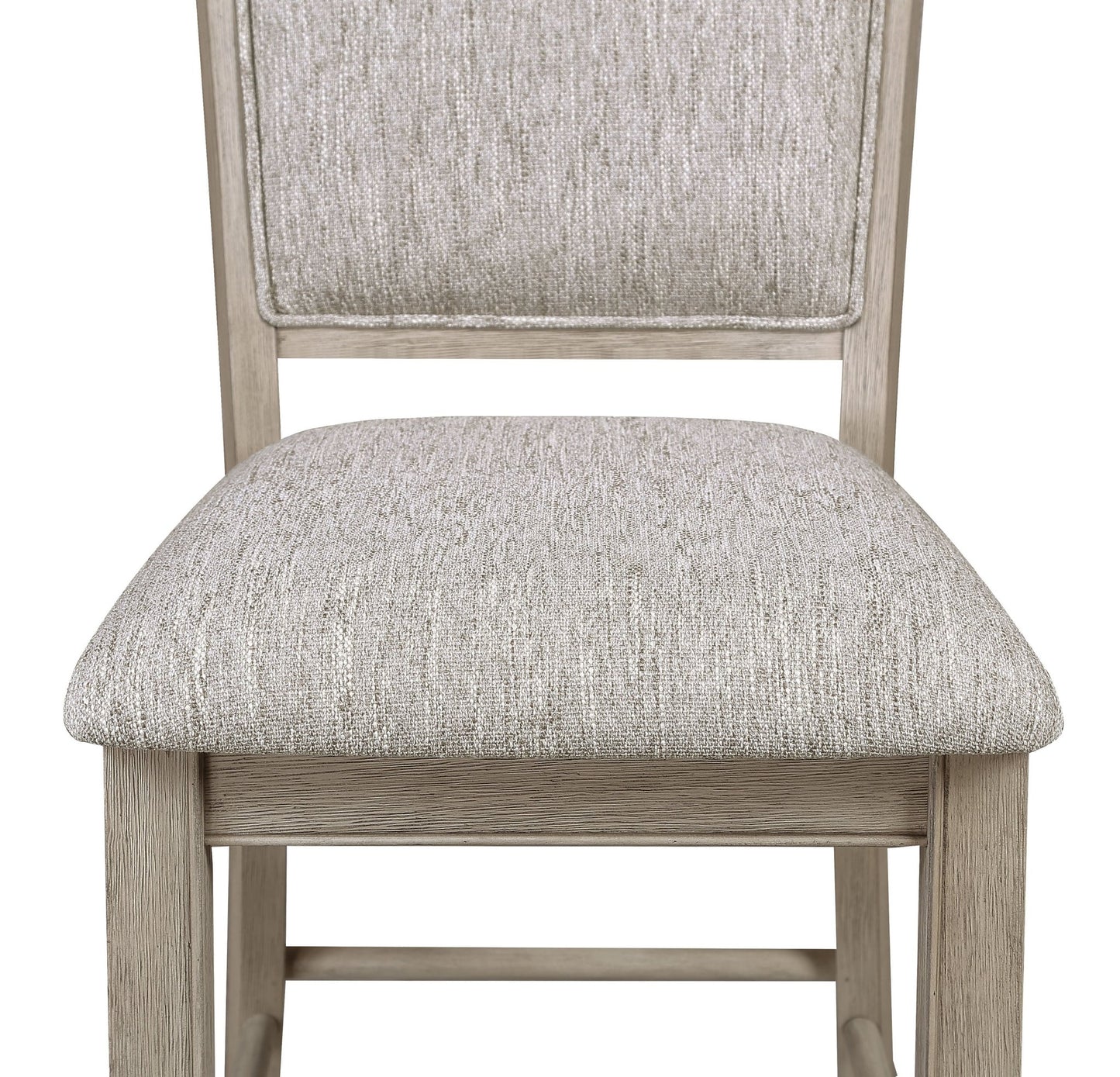 Farmhouse Style 2pc Tan / Beige Gray Finish Counter Height Chair Bar Stool Footrest Upholstered Back Seat Wooden Dining Room Furniture - 1st Choice Furniture Direct