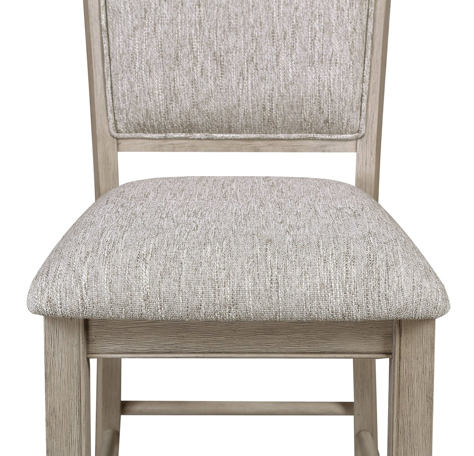 Farmhouse Style 2pc Tan / Beige Gray Finish Counter Height Chair Bar Stool Footrest Upholstered Back Seat Wooden Dining Room Furniture - 1st Choice Furniture Direct