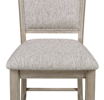 Farmhouse Style 2pc Tan / Beige Gray Finish Counter Height Chair Bar Stool Footrest Upholstered Back Seat Wooden Dining Room Furniture - 1st Choice Furniture Direct