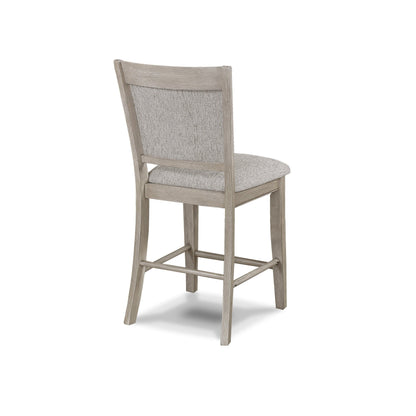 Farmhouse Style 2pc Tan / Beige Gray Finish Counter Height Chair Bar Stool Footrest Upholstered Back Seat Wooden Dining Room Furniture - 1st Choice Furniture Direct