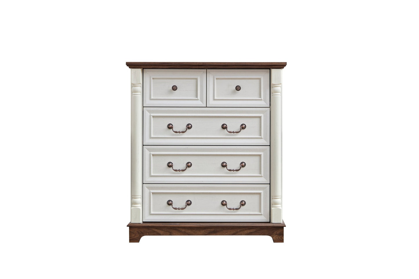 Farmhouse Style 5 Drawer Dresser Chest with Base Wooden Rustic Chest of Drawers, Storage Dresser Organizer for Bedroom, Living Room, Beautiful Sturdy and Durable - 1st Choice Furniture Direct