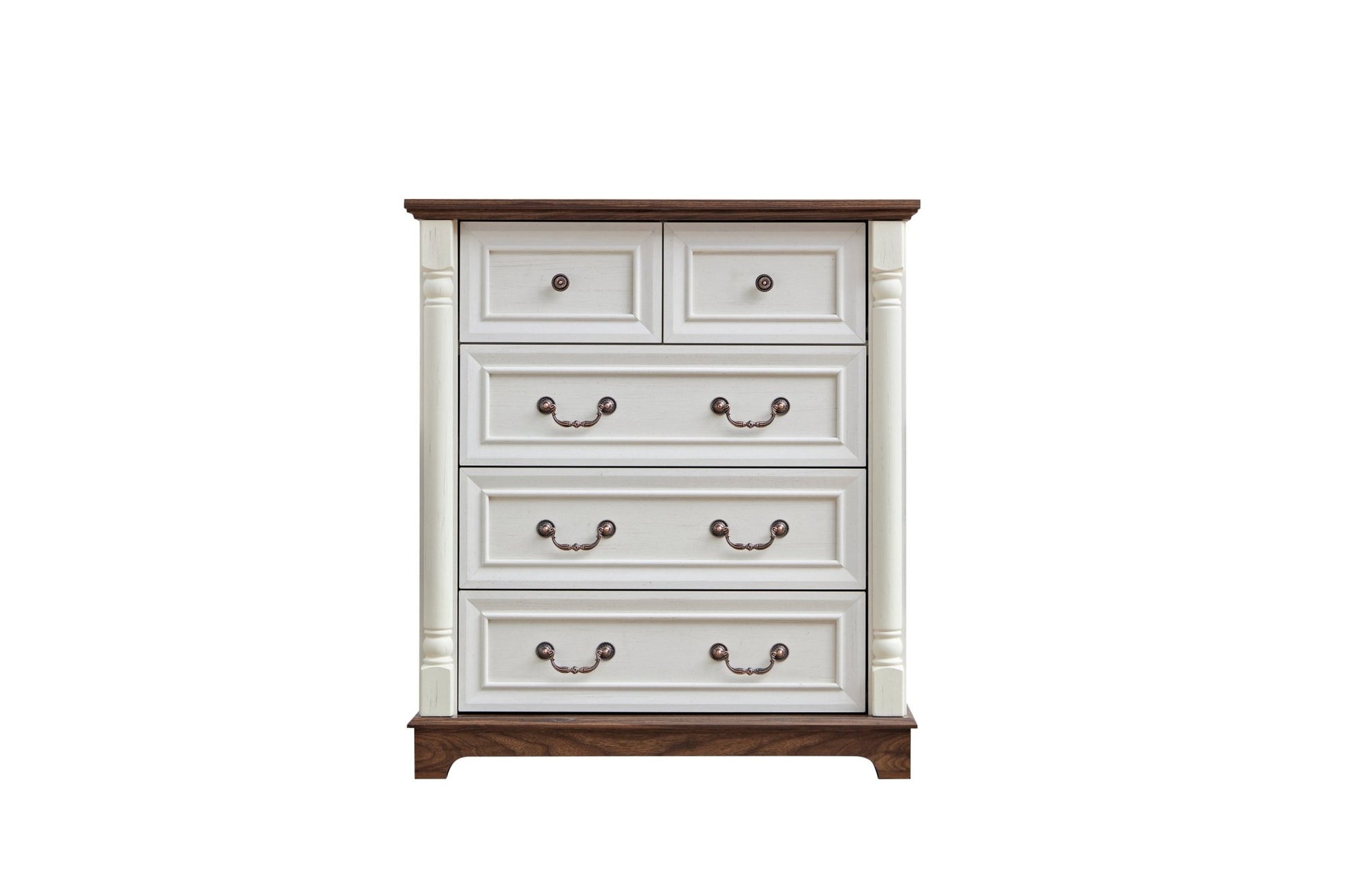 Farmhouse Style 5 Drawer Dresser Chest with Base Wooden Rustic Chest of Drawers, Storage Dresser Organizer for Bedroom, Living Room, Beautiful Sturdy and Durable - 1st Choice Furniture Direct