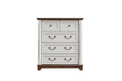 Farmhouse Style 5 Drawer Dresser Chest with Base Wooden Rustic Chest of Drawers, Storage Dresser Organizer for Bedroom, Living Room, Beautiful Sturdy and Durable - 1st Choice Furniture Direct