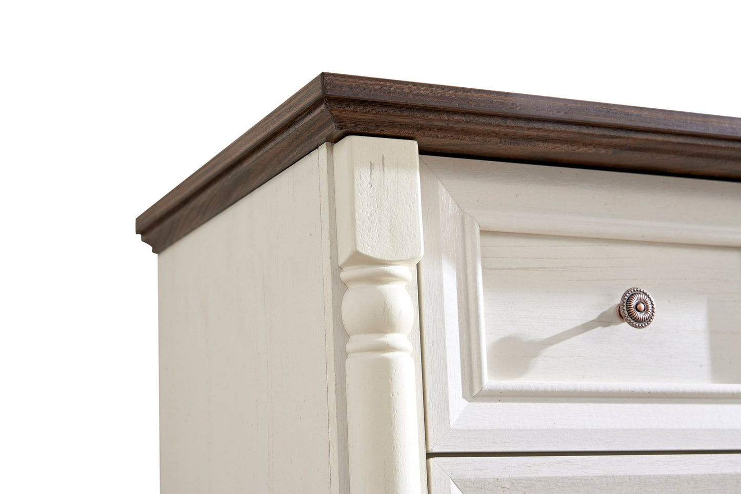 Farmhouse Style 5 Drawer Dresser Chest with Base Wooden Rustic Chest of Drawers, Storage Dresser Organizer for Bedroom, Living Room, Beautiful Sturdy and Durable - 1st Choice Furniture Direct