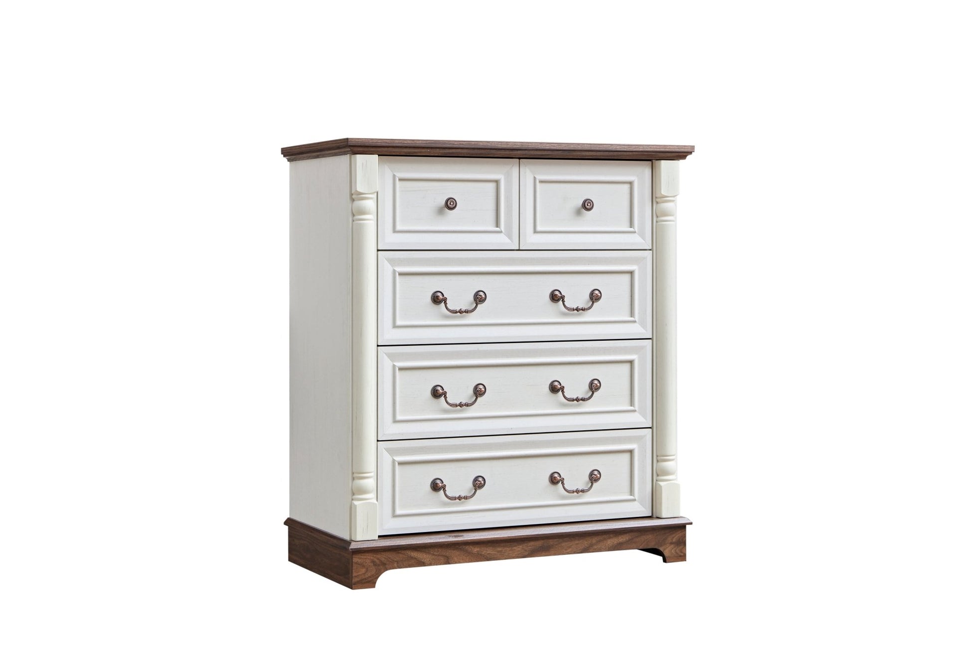 Farmhouse Style 5 Drawer Dresser Chest with Base Wooden Rustic Chest of Drawers, Storage Dresser Organizer for Bedroom, Living Room, Beautiful Sturdy and Durable - 1st Choice Furniture Direct