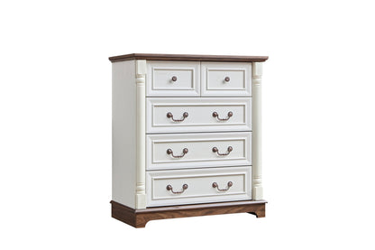 Farmhouse Style 5 Drawer Dresser Chest with Base Wooden Rustic Chest of Drawers, Storage Dresser Organizer for Bedroom, Living Room, Beautiful Sturdy and Durable - 1st Choice Furniture Direct