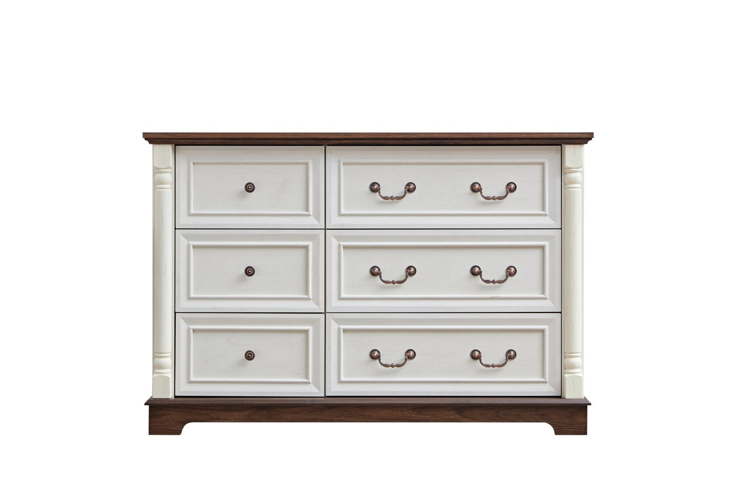 Farmhouse Style 6 Drawer Dresser Chest with Base Wooden Rustic Chest of Drawers, Storage Dresser Organizer for Bedroom, Living Room, Beautiful Sturdy and Durable - 1st Choice Furniture Direct
