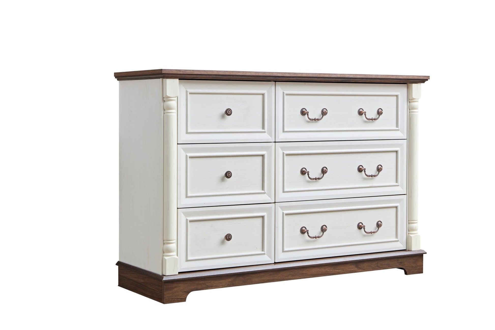 Farmhouse Style 6 Drawer Dresser Chest with Base Wooden Rustic Chest of Drawers, Storage Dresser Organizer for Bedroom, Living Room, Beautiful Sturdy and Durable - 1st Choice Furniture Direct