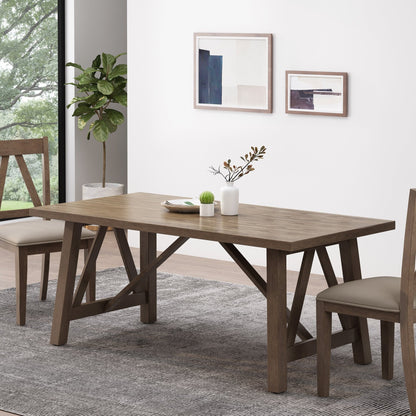 Farmhouse Style Dining Table with Wood - Like Top in Antique Brown, Solid Wood and MDF, 71.00 x 35.50 x 29.50 inches - 1st Choice Furniture Direct