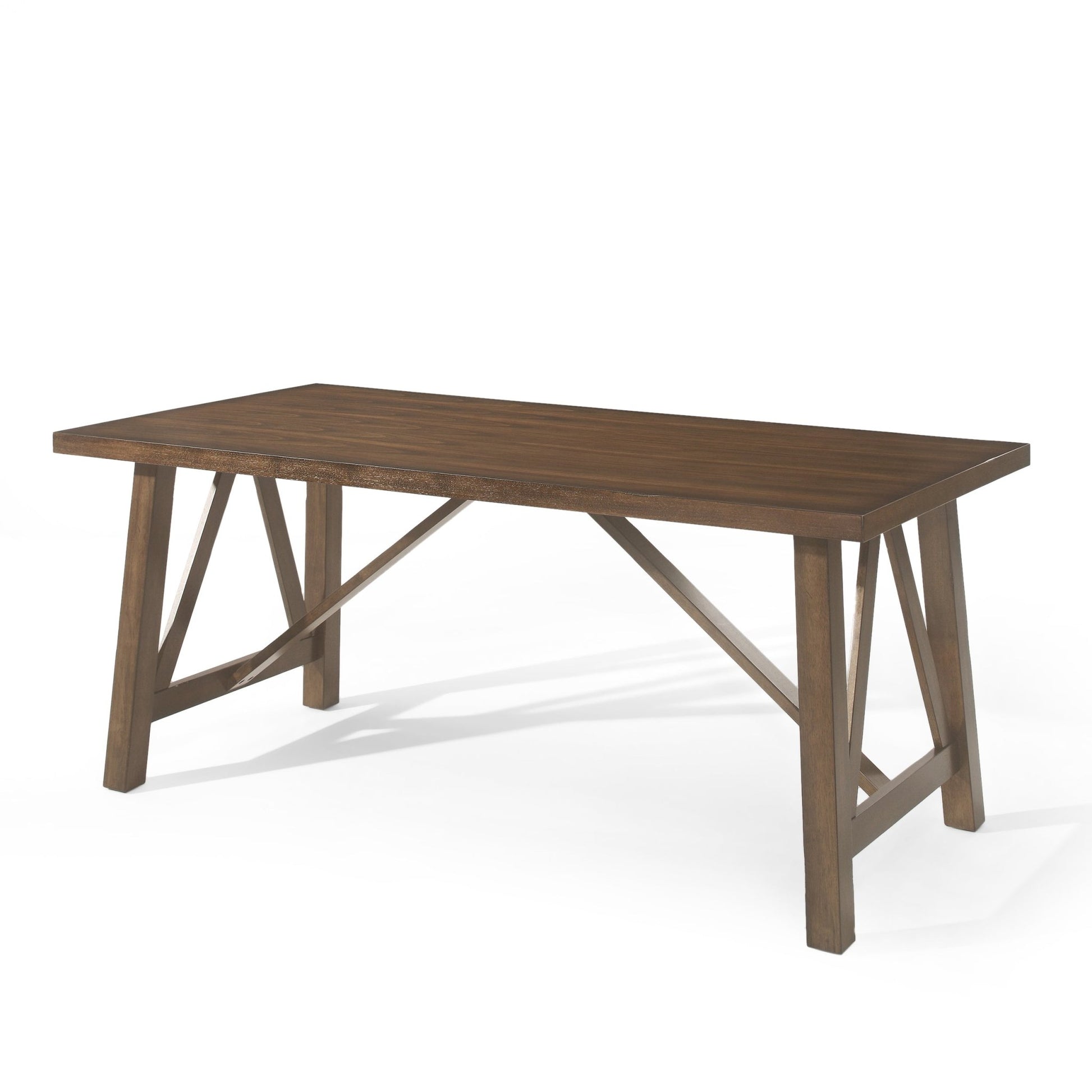 Farmhouse Style Dining Table with Wood - Like Top in Antique Brown, Solid Wood and MDF, 71.00 x 35.50 x 29.50 inches - 1st Choice Furniture Direct