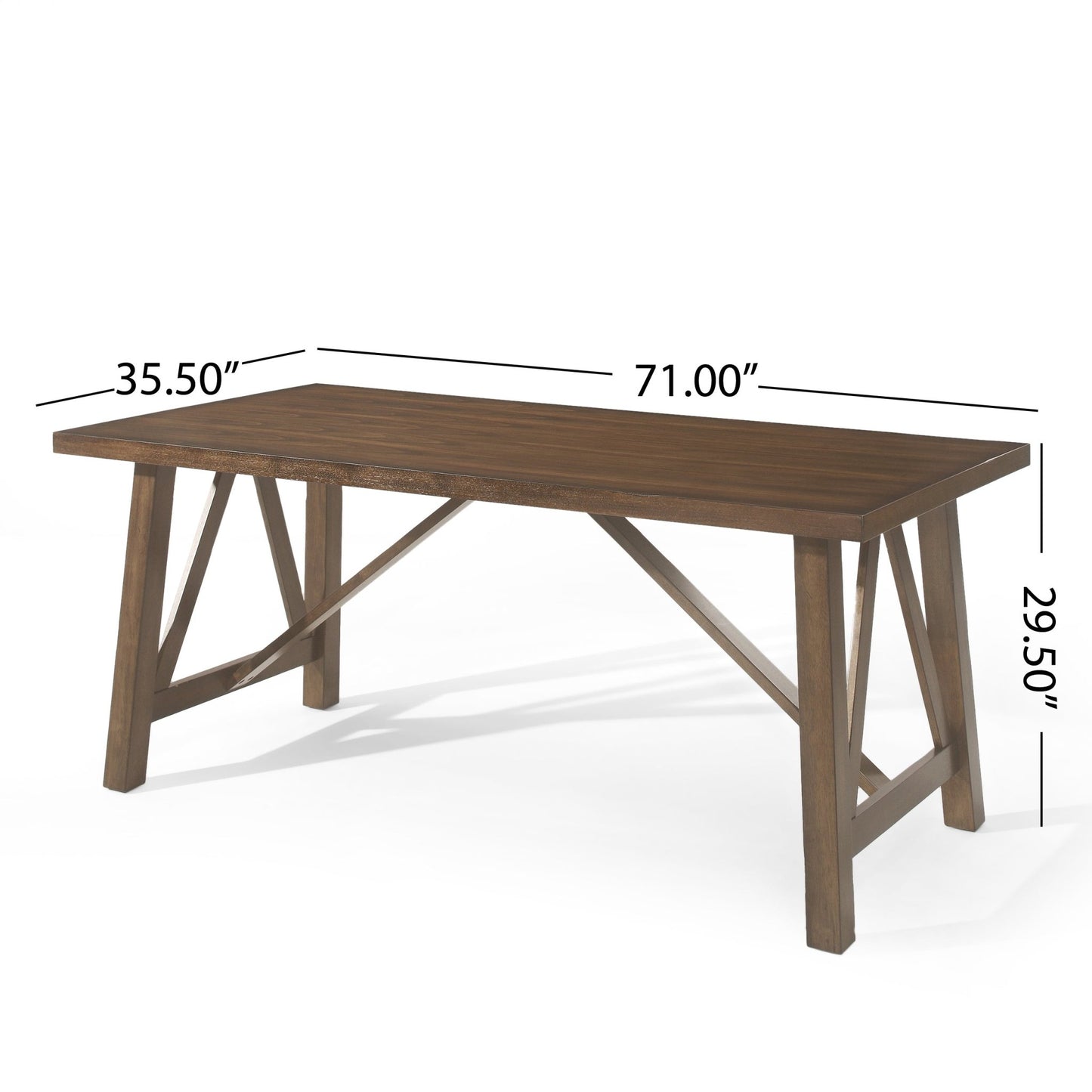 Farmhouse Style Dining Table with Wood - Like Top in Antique Brown, Solid Wood and MDF, 71.00 x 35.50 x 29.50 inches - 1st Choice Furniture Direct