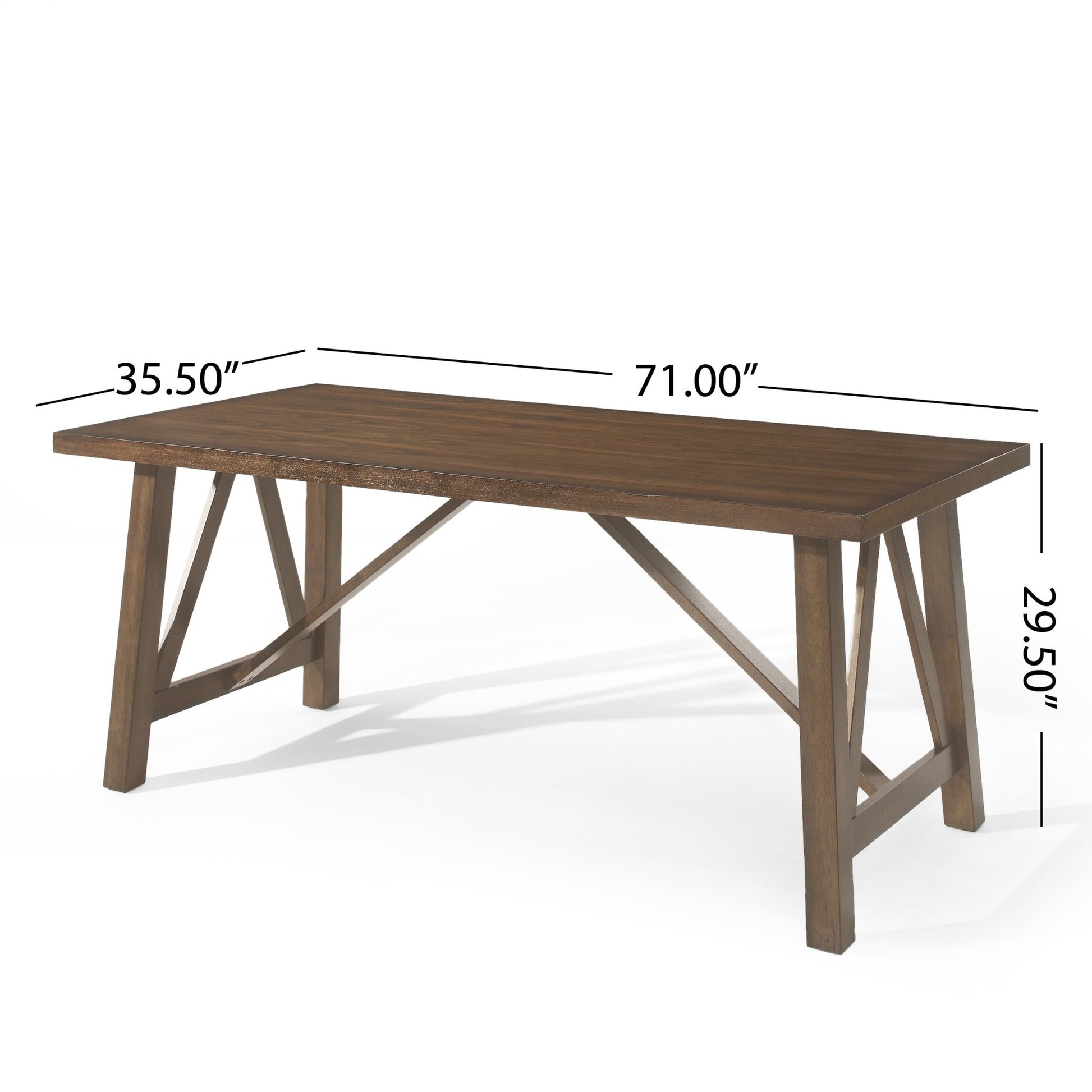 Farmhouse Style Dining Table with Wood - Like Top in Antique Brown, Solid Wood and MDF, 71.00 x 35.50 x 29.50 inches - 1st Choice Furniture Direct