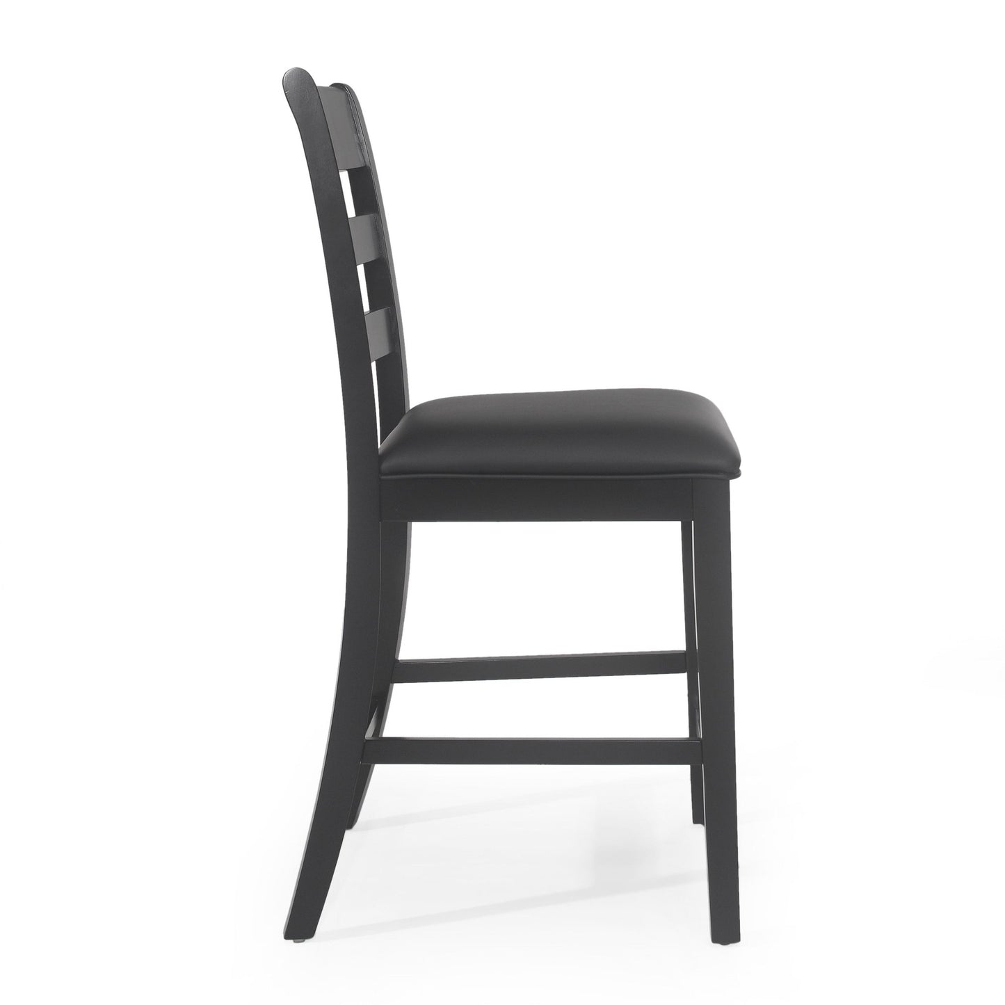 Farmhouse Upholstered Wood Counter Stools, Rustic Charm, Black PU - 1st Choice Furniture Direct