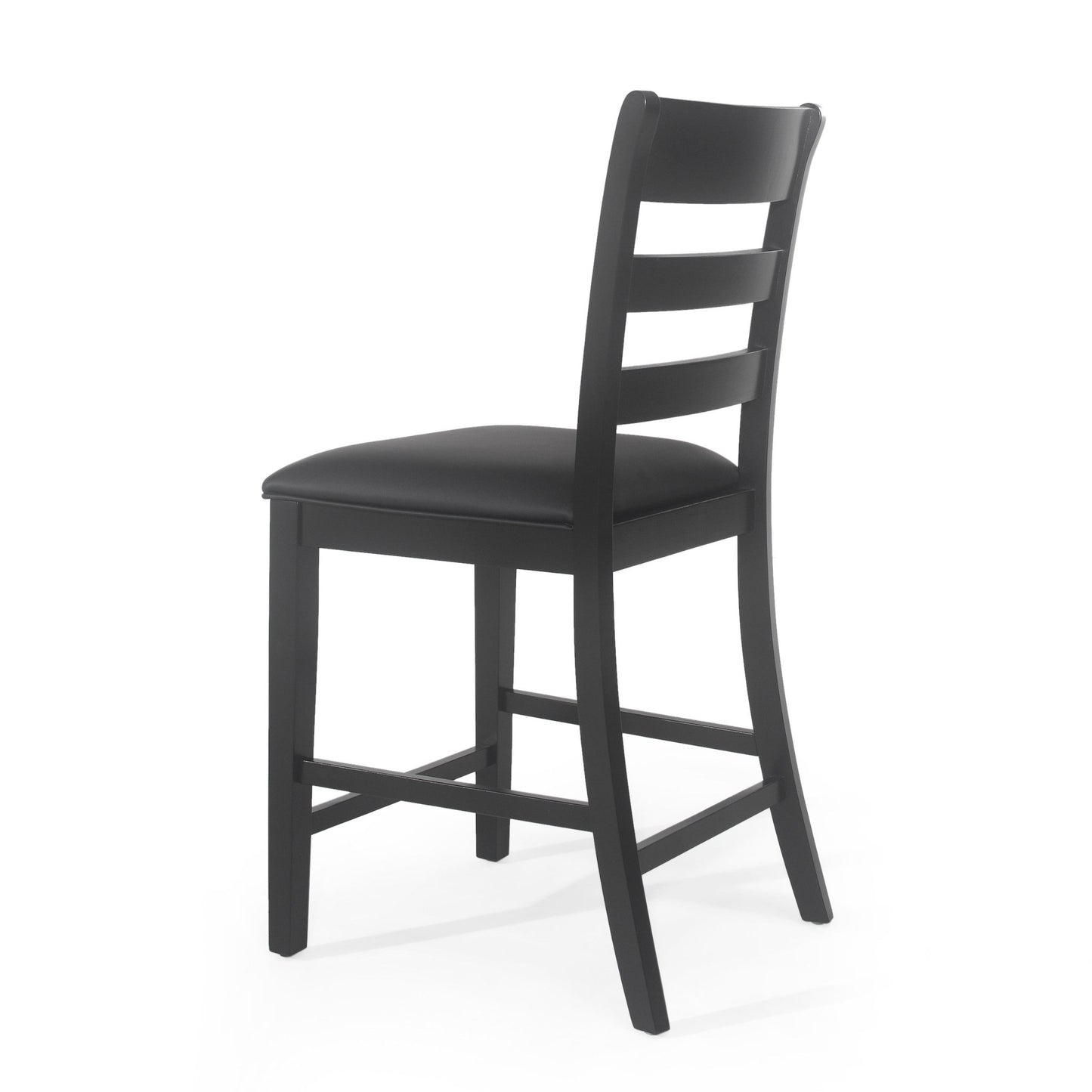 Farmhouse Upholstered Wood Counter Stools, Rustic Charm, Black PU - 1st Choice Furniture Direct
