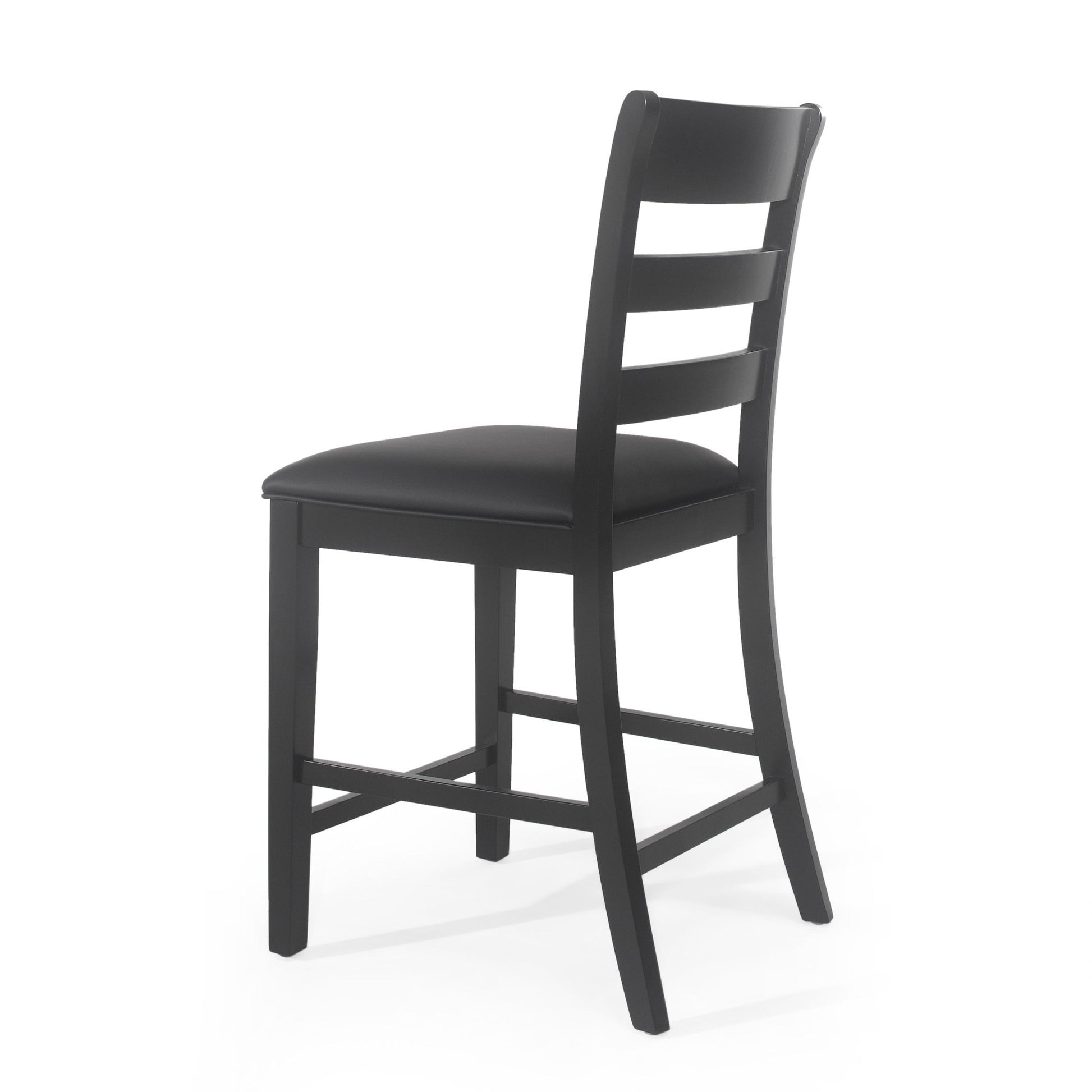 Farmhouse Upholstered Wood Counter Stools, Rustic Charm, Black PU - 1st Choice Furniture Direct