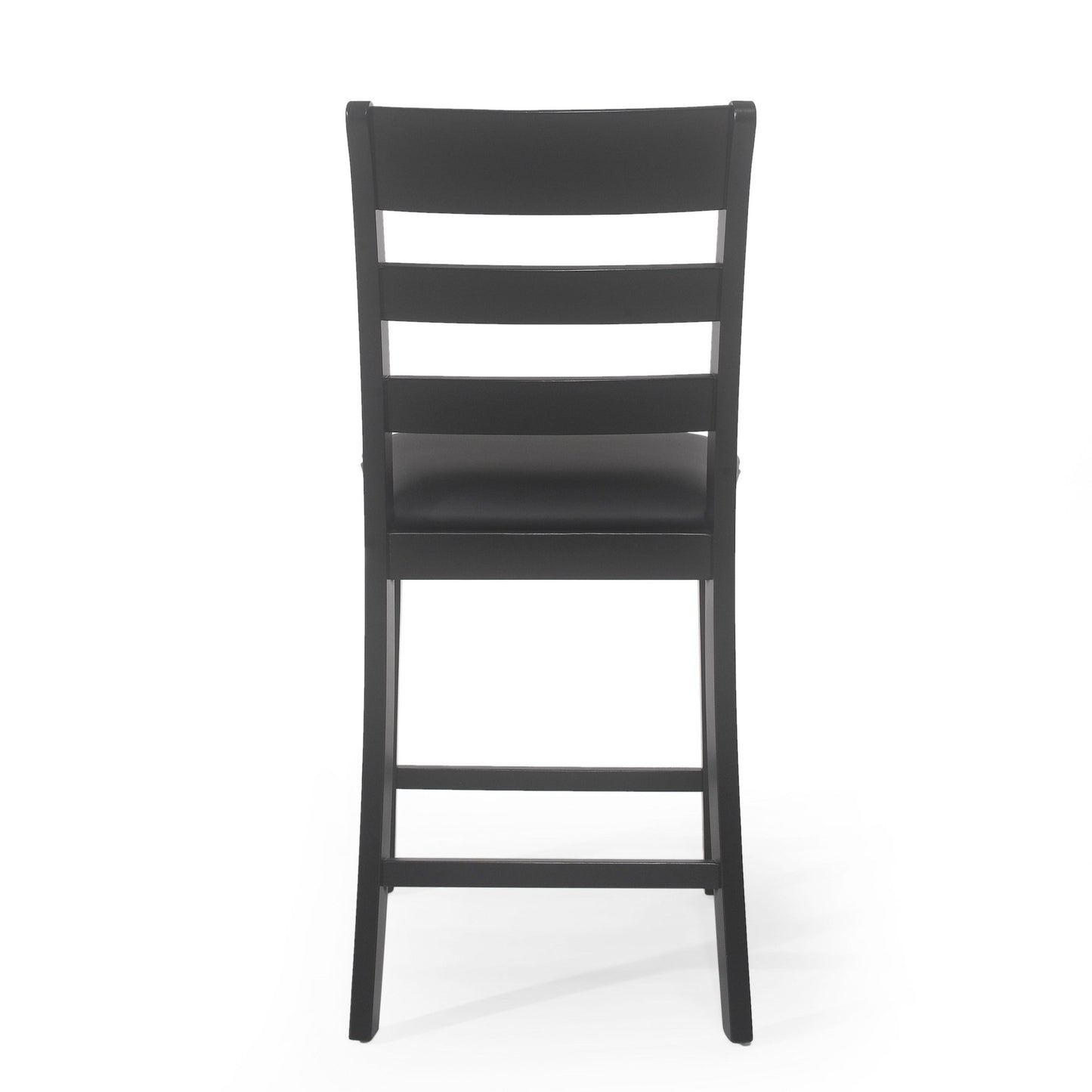 Farmhouse Upholstered Wood Counter Stools, Rustic Charm, Black PU - 1st Choice Furniture Direct