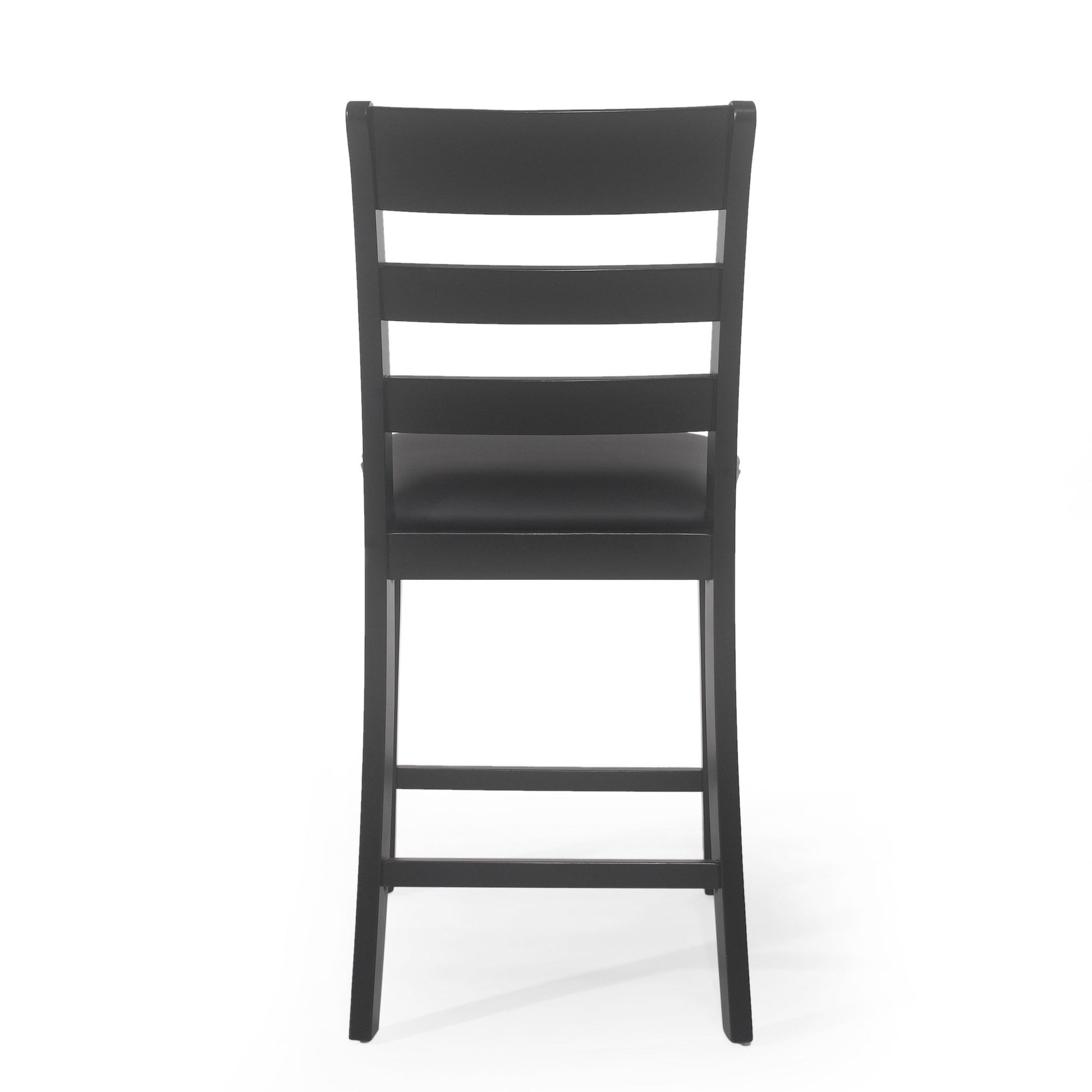 Farmhouse Upholstered Wood Counter Stools, Rustic Charm, Black PU - 1st Choice Furniture Direct