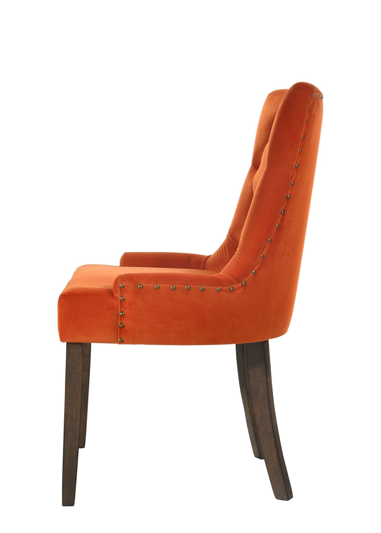 Farren Orange Velvet & Weathered Oak Finish Side Chair (Set of 2) - 1st Choice Furniture Direct