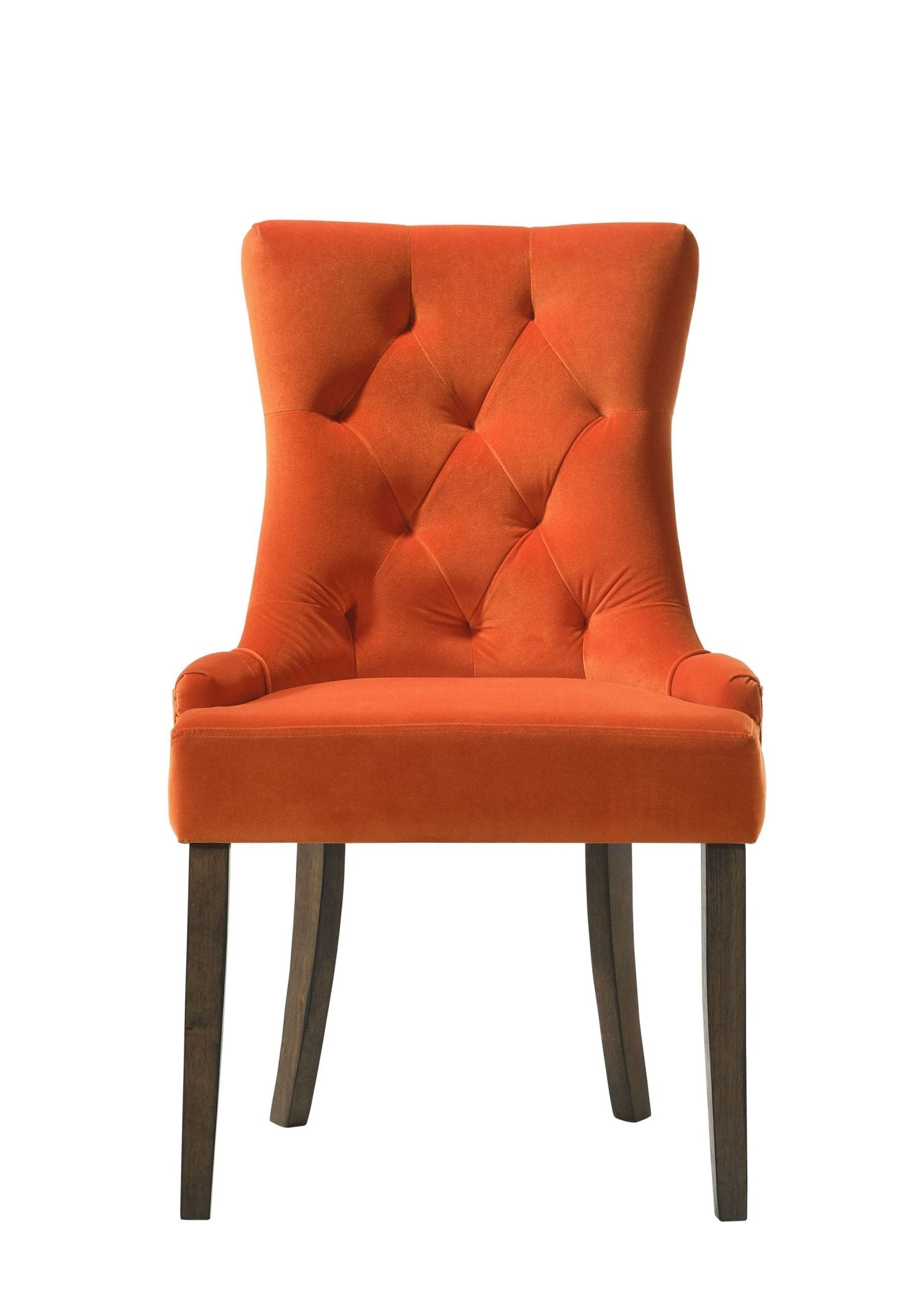 Farren Orange Velvet & Weathered Oak Finish Side Chair (Set of 2) - 1st Choice Furniture Direct