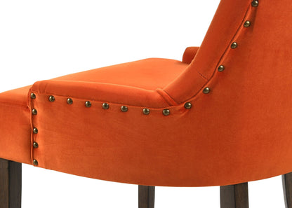 Farren Orange Velvet & Weathered Oak Finish Side Chair (Set of 2) - 1st Choice Furniture Direct
