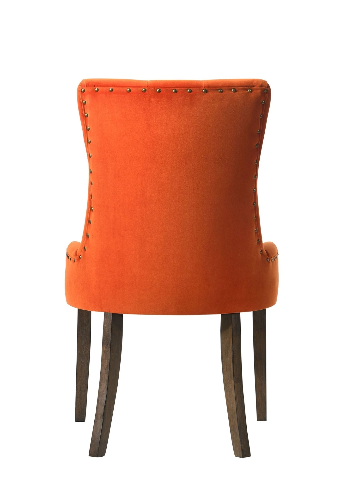 Farren Orange Velvet & Weathered Oak Finish Side Chair (Set of 2) - 1st Choice Furniture Direct