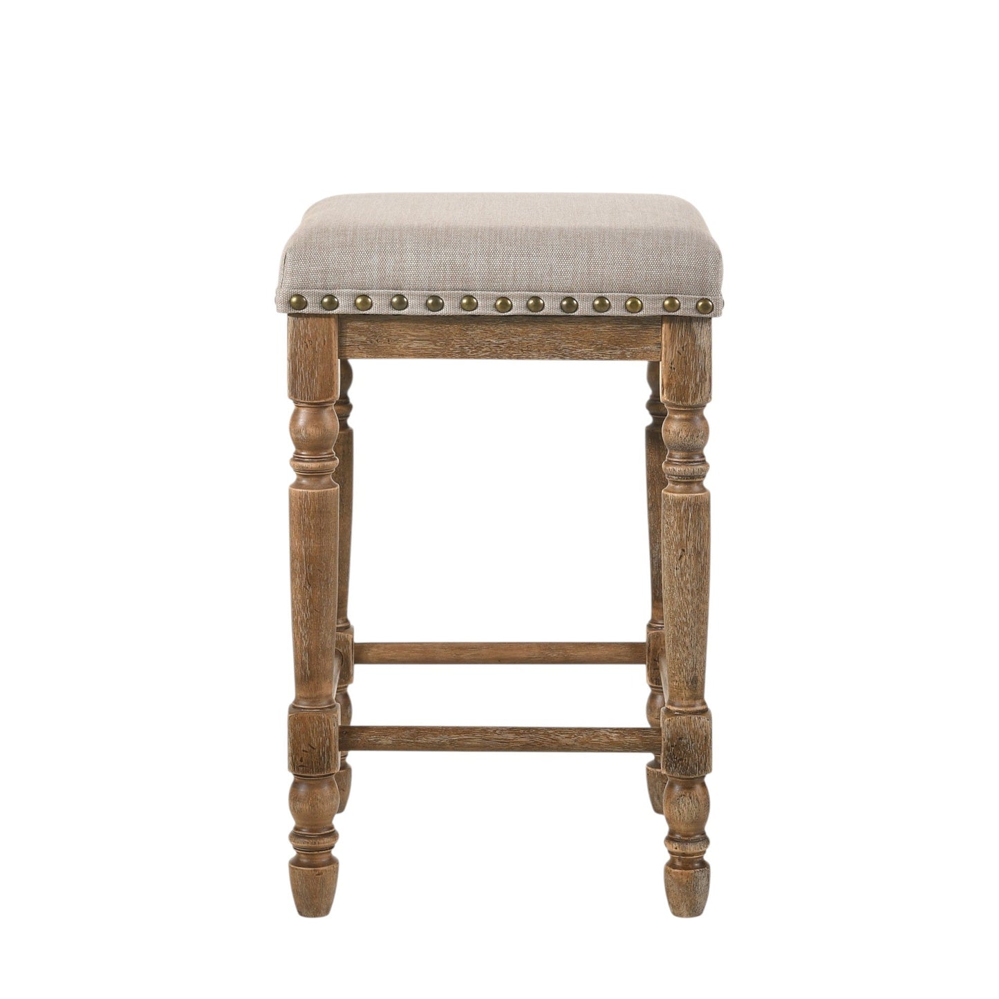 Farsiris Beige Fabric & Weathered Oak Counter Height Stool (Set-2) - 1st Choice Furniture Direct