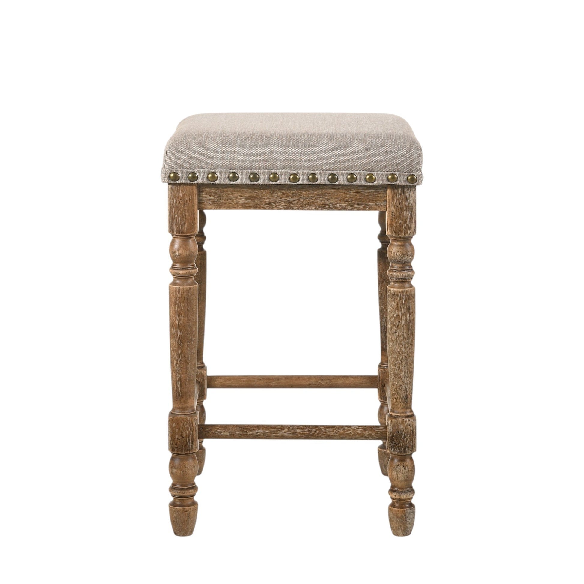 Farsiris Beige Fabric & Weathered Oak Counter Height Stool (Set-2) - 1st Choice Furniture Direct