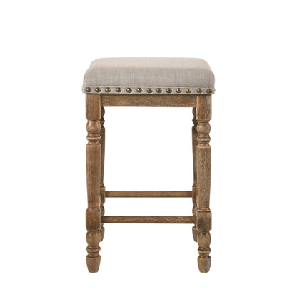 Farsiris Beige Fabric & Weathered Oak Counter Height Stool (Set-2) - 1st Choice Furniture Direct