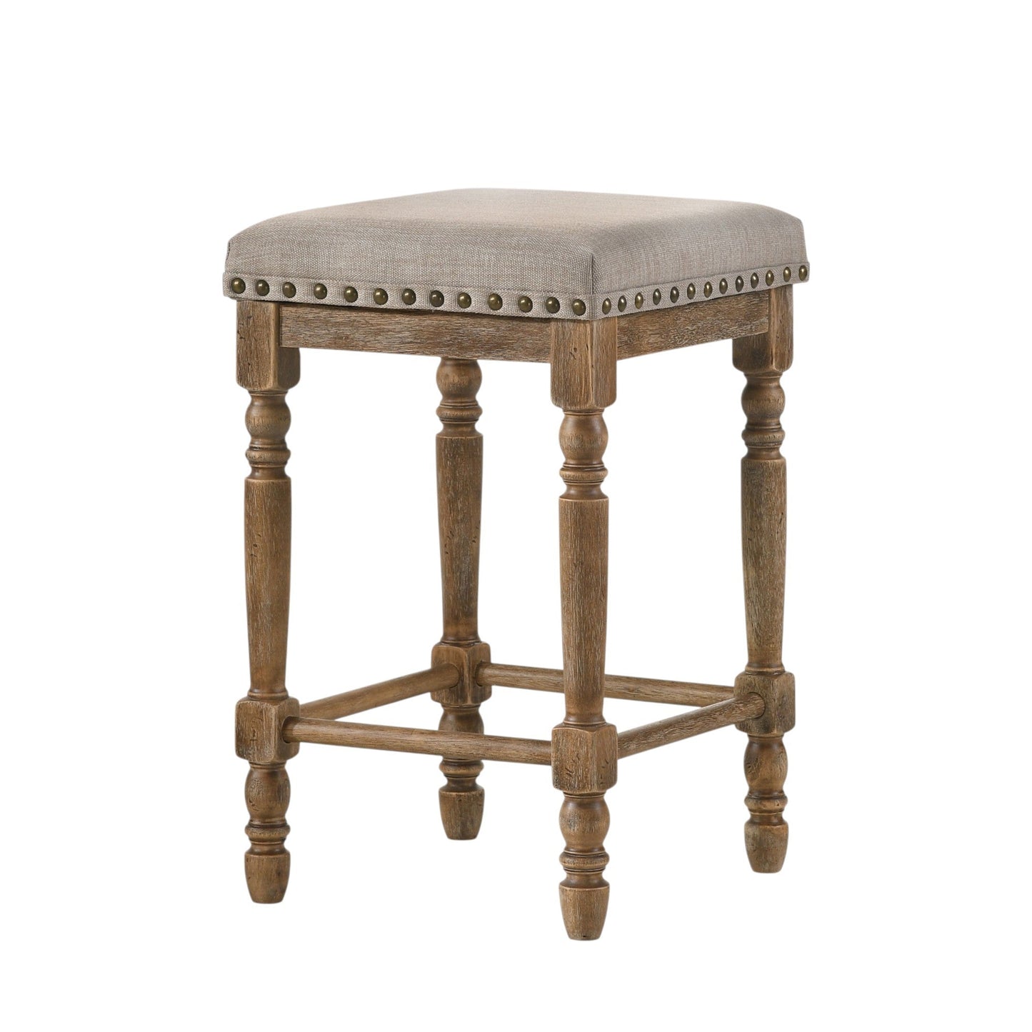 Farsiris Beige Fabric & Weathered Oak Counter Height Stool (Set-2) - 1st Choice Furniture Direct