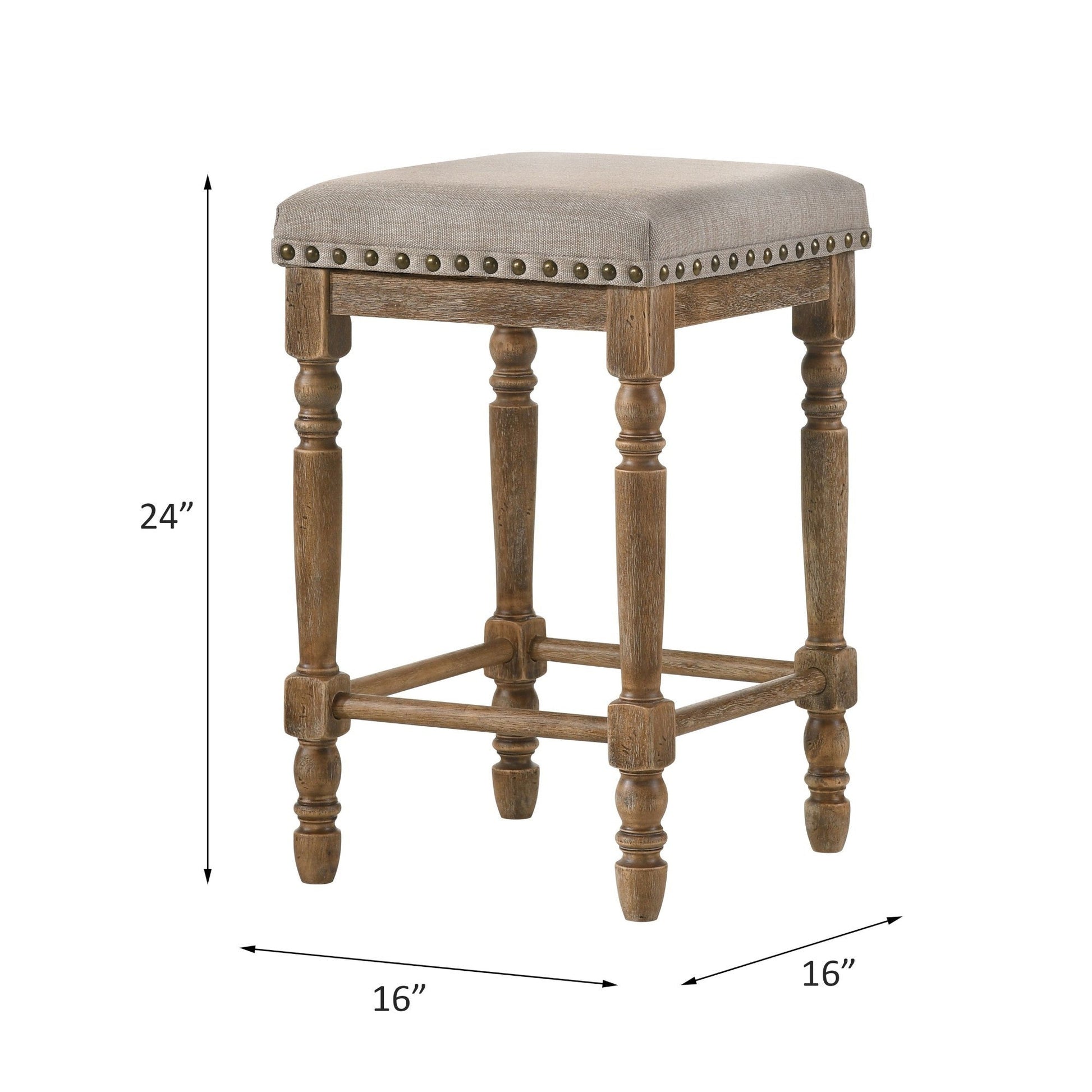 Farsiris Beige Fabric & Weathered Oak Counter Height Stool (Set-2) - 1st Choice Furniture Direct
