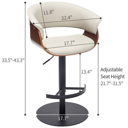 Faux Leather Wooden Adjustable Bar Stools, 360 Degree Swivel Bar Chair with Backs,Bar height Couner Height Barstools for Home Kitchen Dining Room and Bar Room(Grey 1pc) - 1st Choice Furniture Direct