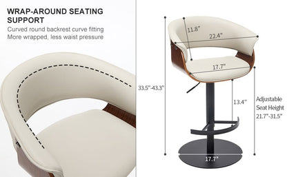 Faux Leather Wooden Adjustable Bar Stools, 360 Degree Swivel Bar Chair with Backs,Bar height Couner Height Barstools for Home Kitchen Dining Room and Bar Room(Grey 1pc) - 1st Choice Furniture Direct