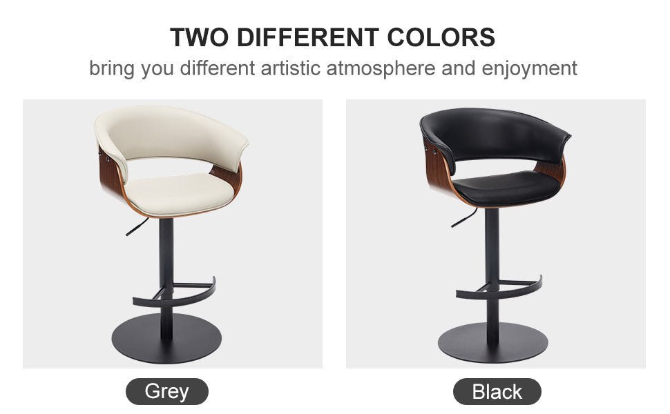 Faux Leather Wooden Adjustable Bar Stools, 360 Degree Swivel Bar Chair with Backs,Bar height Couner Height Barstools for Home Kitchen Dining Room and Bar Room(Grey 1pc) - 1st Choice Furniture Direct