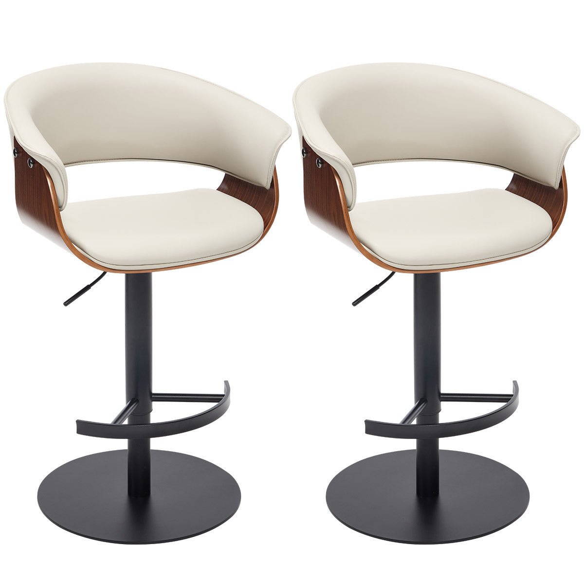 Faux Leather Wooden Adjustable Bar Stools, 360 Degree Swivel Bar Chair with Backs,Bar height Couner Height Barstools for Home Kitchen Dining Room and Bar Room(Grey 1pc) - 1st Choice Furniture Direct