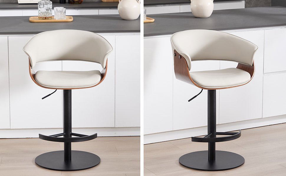 Faux Leather Wooden Adjustable Bar Stools, 360 Degree Swivel Bar Chair with Backs,Bar height Couner Height Barstools for Home Kitchen Dining Room and Bar Room(Grey 1pc) - 1st Choice Furniture Direct