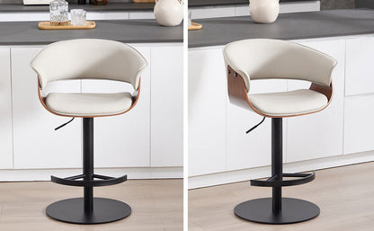 Faux Leather Wooden Adjustable Bar Stools, 360 Degree Swivel Bar Chair with Backs,Bar height Couner Height Barstools for Home Kitchen Dining Room and Bar Room(Grey 1pc) - 1st Choice Furniture Direct